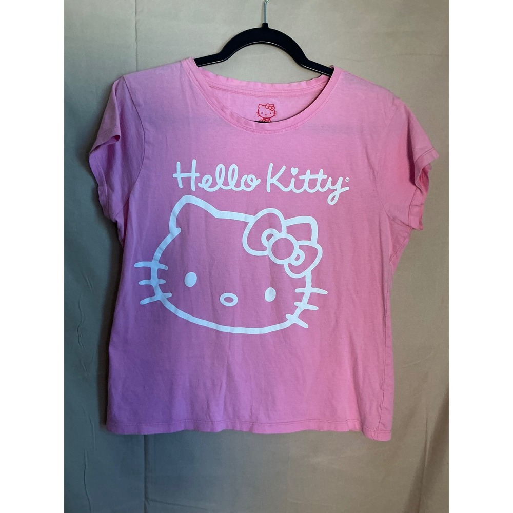 Sanrio Hello Kitty Graphic Tee Women XL Pink Good Short Sleeve Sleepwear Top